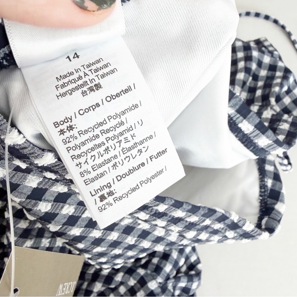 J Crew Ruched bandeau one-piece in gingham Bathing Suit swimsuit NEW size 14 - Picture 6 of 8